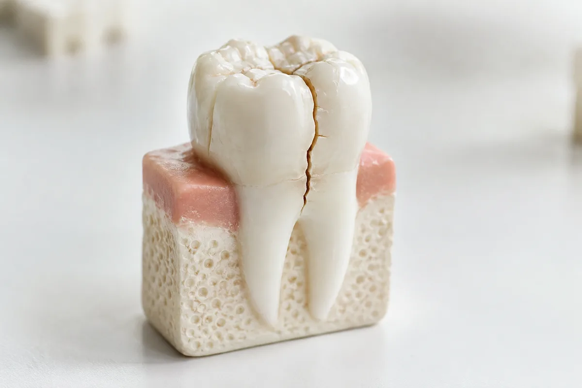 Cracked tooth model showing fracture line