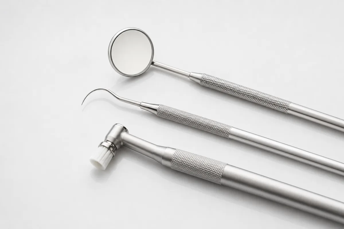 Dental hygiene tools including scaler and mirror