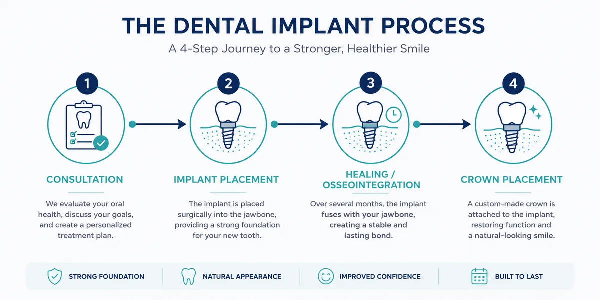 Dentist reviewing a dental implant treatment timeline with a patient at Rabbit Creek Dental in Mobile, AL