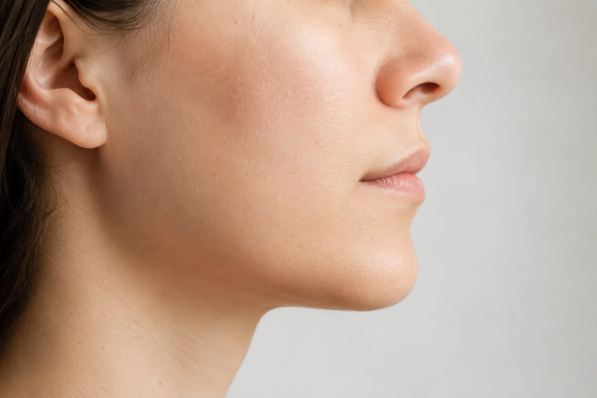 Calm jaw profile after dental procedure