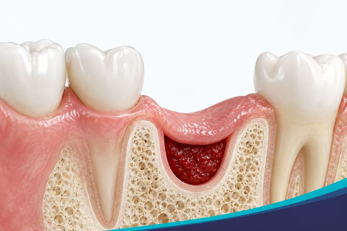 Patient resting after a tooth extraction