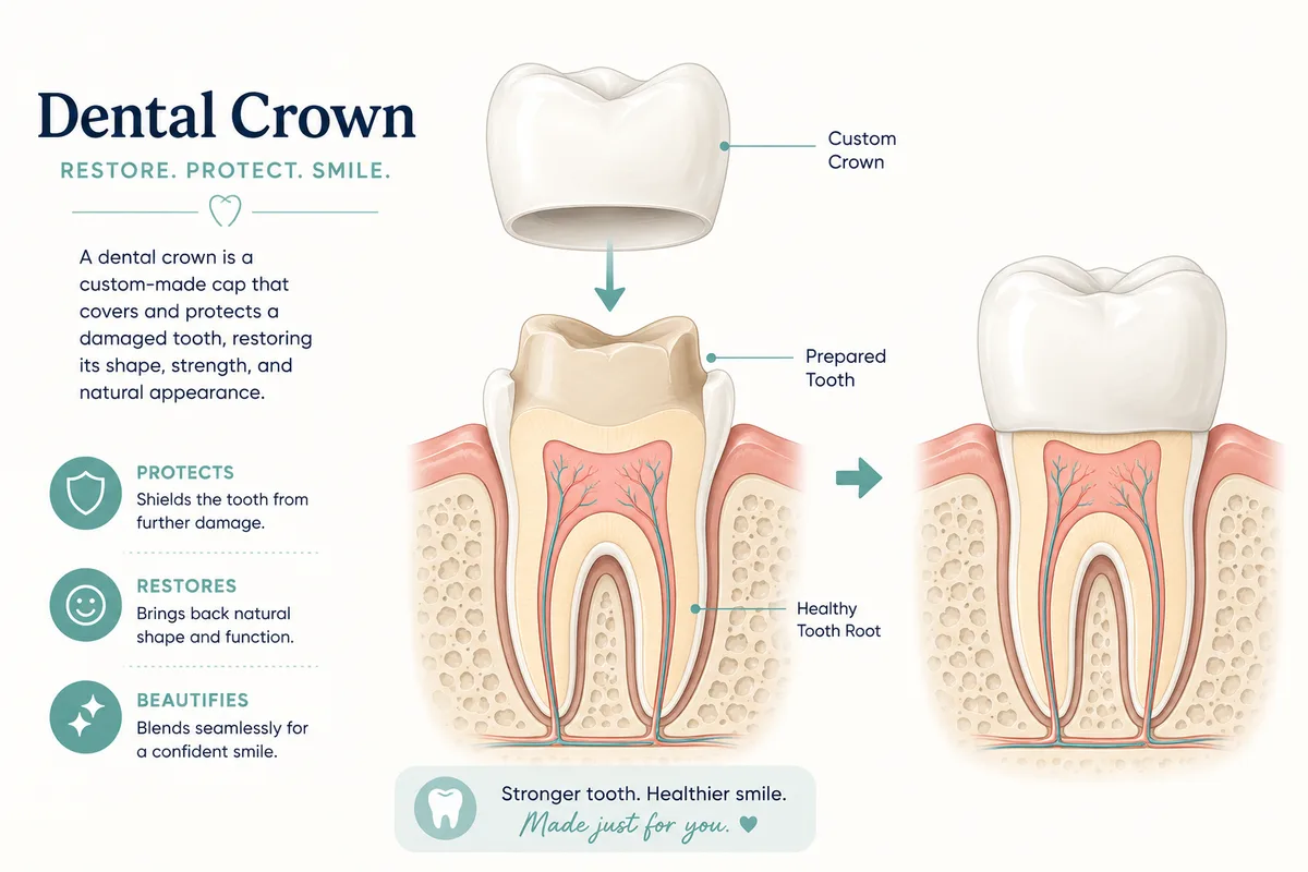 Dental crown placement diagram