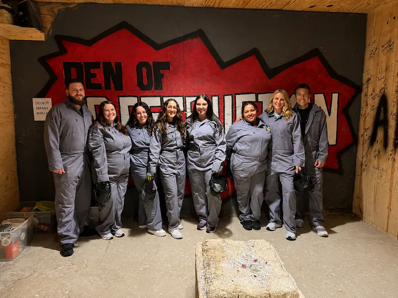 Rabbit Creek Dental team at the rage room in Mobile Alabama 2024
