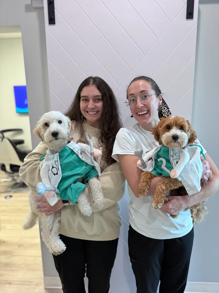 Rabbit Creek Dental office dogs dressed as dentists for Halloween